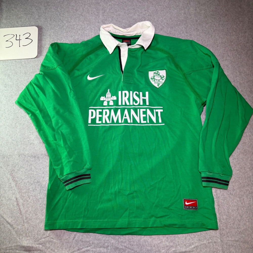 Vintage Nike Team Ireland IRFU Rugby Jersey Green Irish Permanent Mens Large
